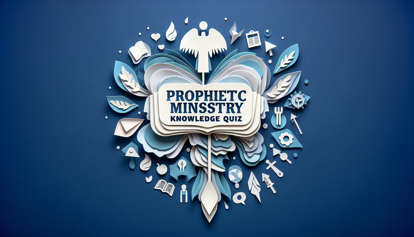 Colorful paper art illustrating a trivia quiz on prophetic ministry knowledge