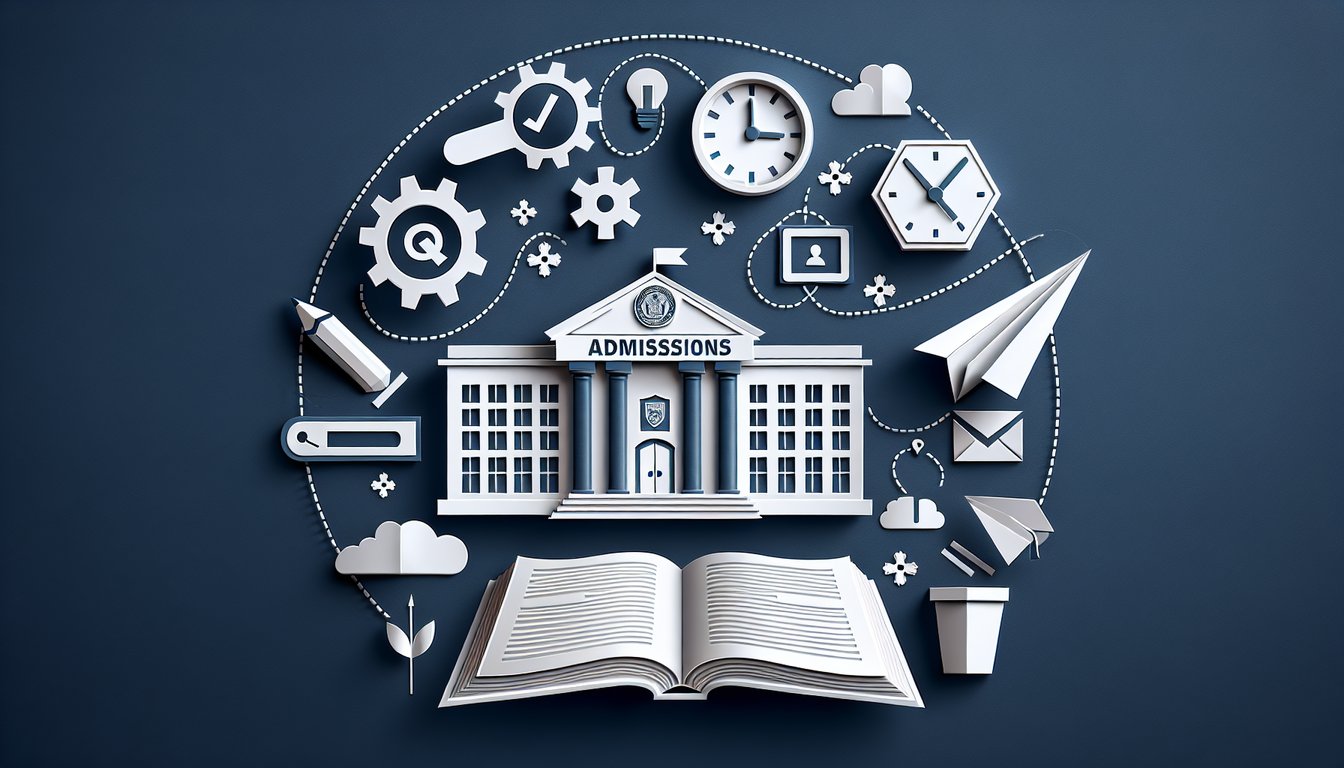Colorful paper art depicting a quiz on Admissions Procedures Knowledge