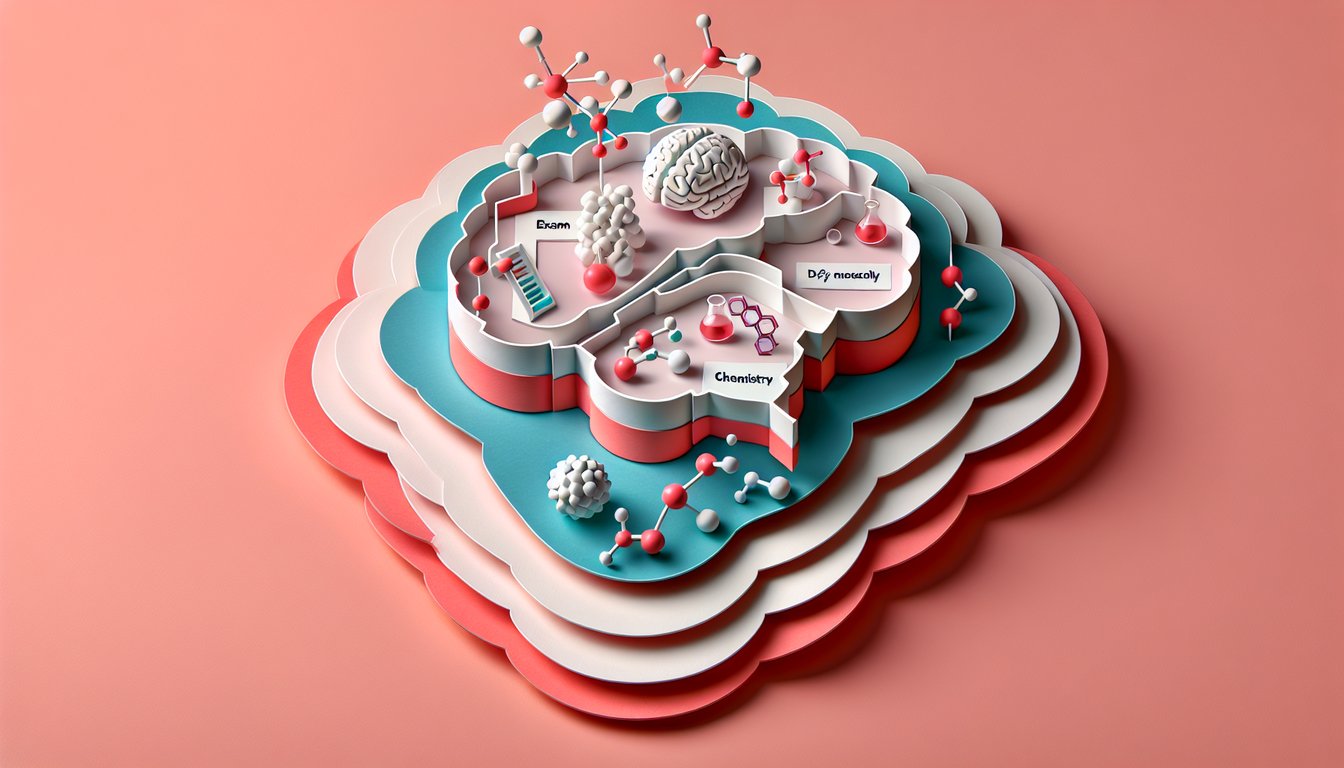 Paper art illustration for AP Test 1 practice quiz on coral background