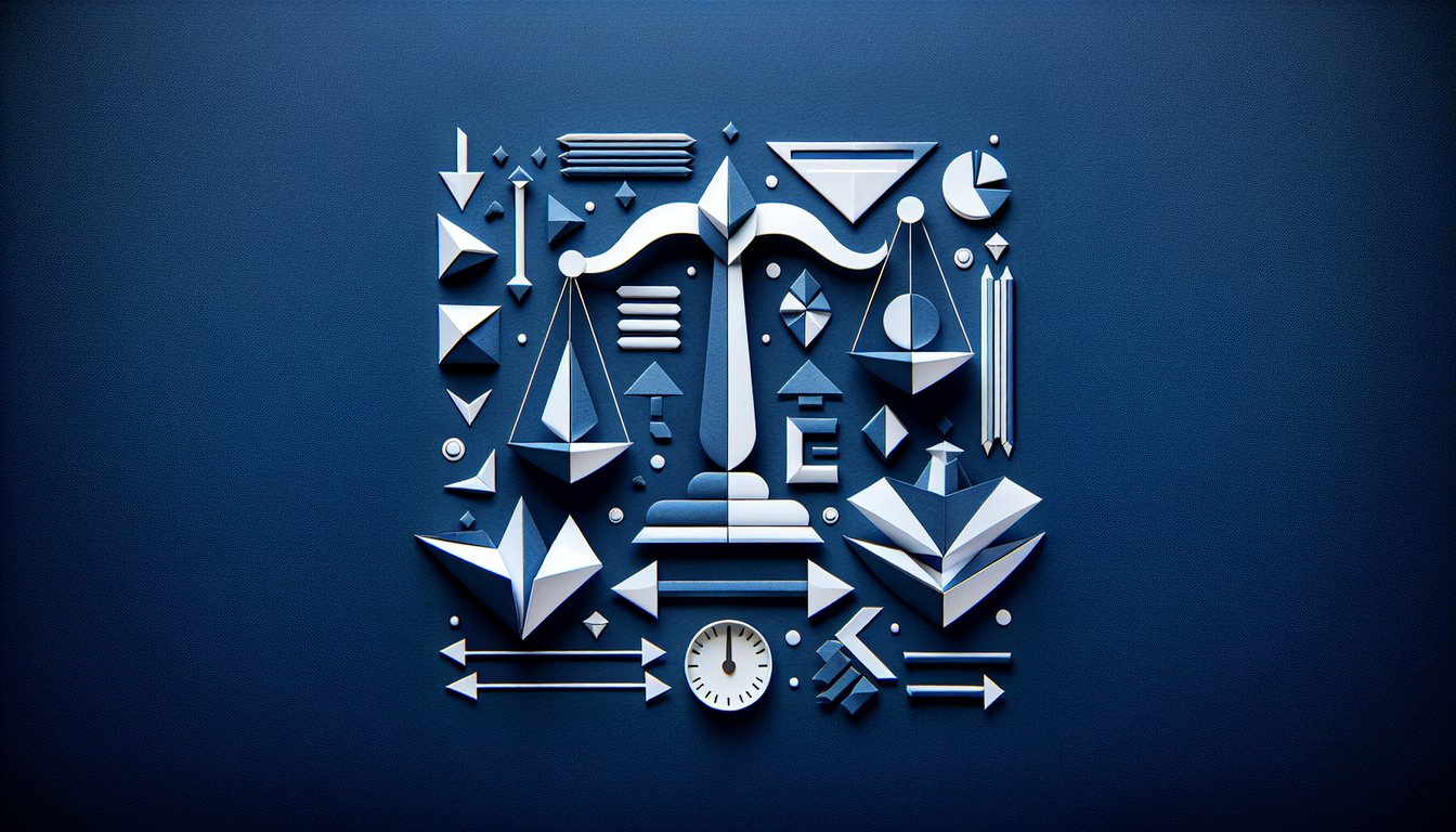 Colorful paper art displaying various elements related to an interactive decision-making quiz.