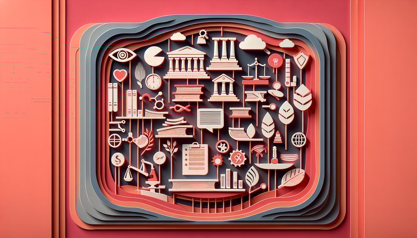 Paper art illustration for quiz on intermediate business law practice exam on coral background