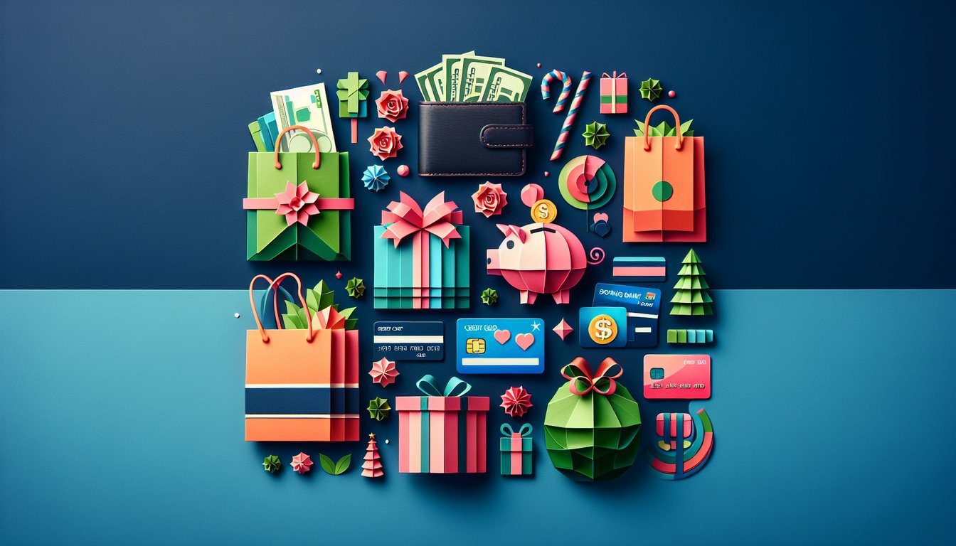 Colorful paper art illustration for Holiday Spending Habits Quiz