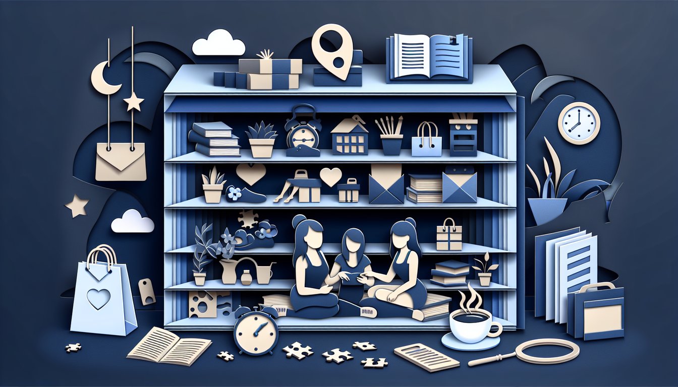 Paper art illustration for sister style quiz on dark blue background