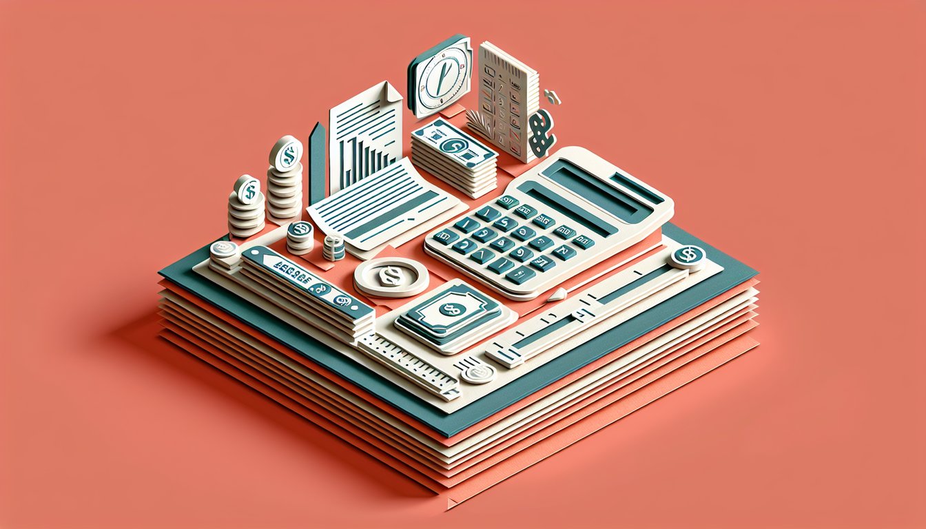 Paper art with calculator charts documents on coral backdrop inviting quiz on accounting strengths to find your ideal role