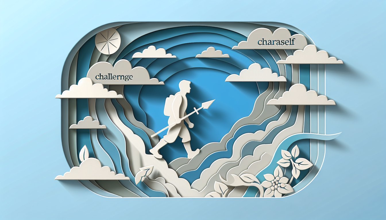 paper art style portrait of President Cleveland seated at desk with quill and scroll on sky blue background quiz banner