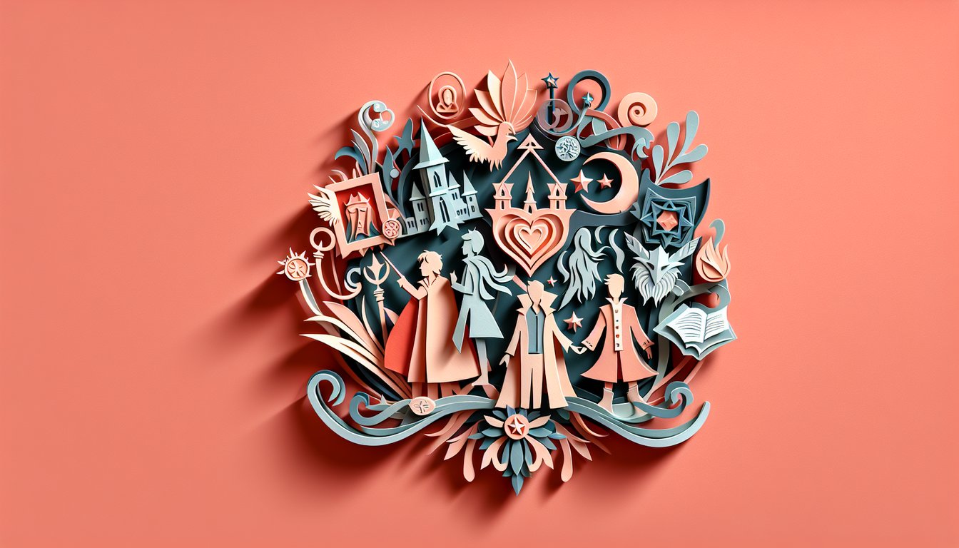 Harry Potter themed quiz advertisement with paper art illustration on a coral background