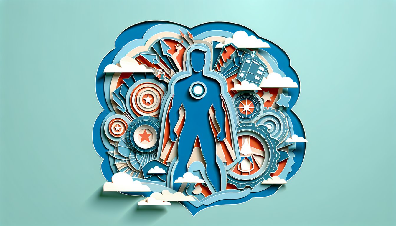 Paper art illustration for Shatter Me personality quiz on a sky blue background