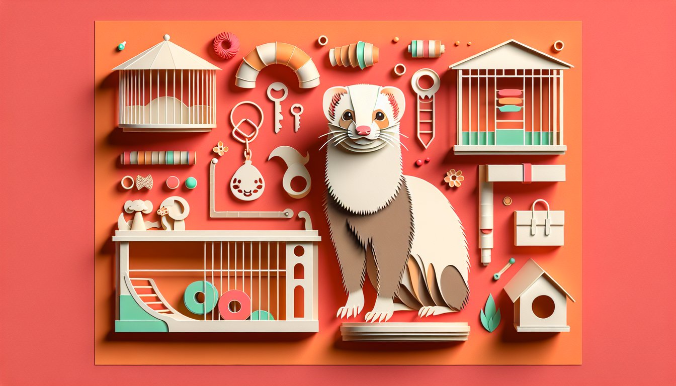 paper art ferrets hop and peek around bold trivia quiz text on coral background