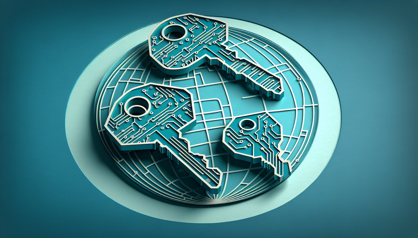 Paper art lock and key on teal background for asymmetric encryption quiz.