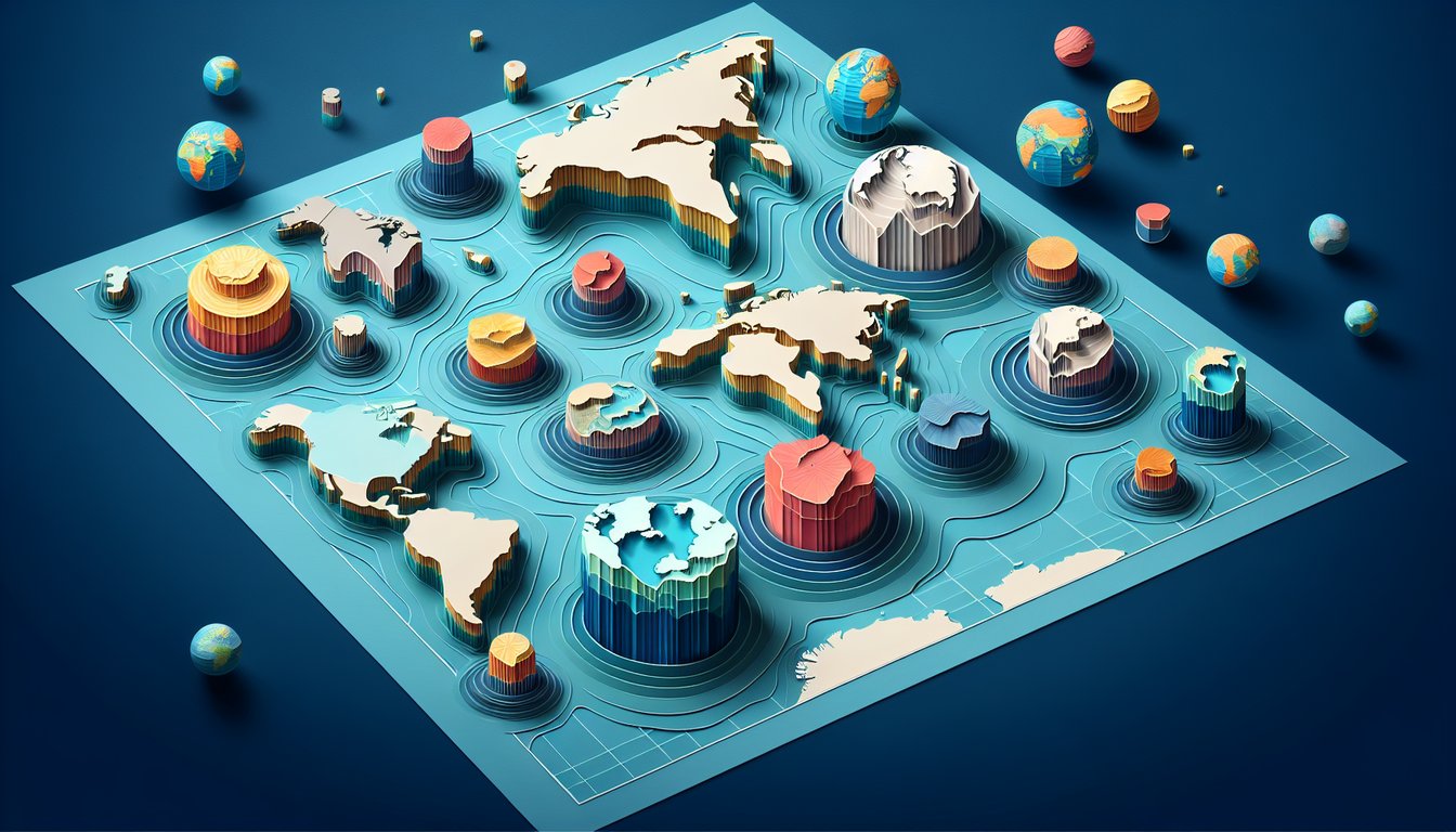 Paper art depicting a trivia quiz for high school Earth Science students on tectonic plates.
