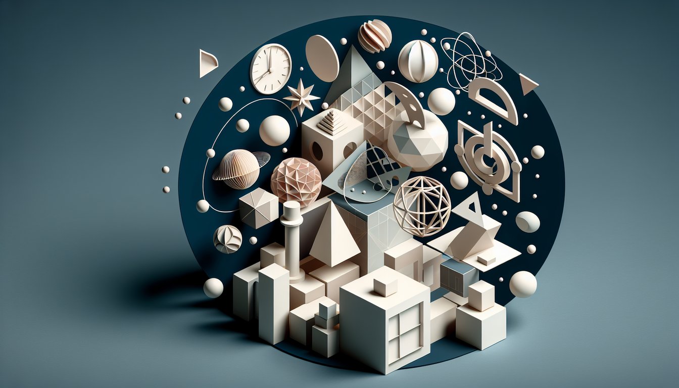 Paper art illustration for spatial visualization quiz on dark blue background