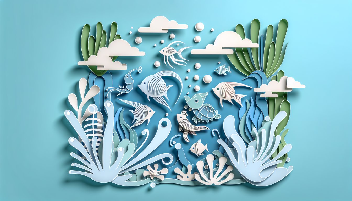 Paper art illustration for a quiz to discover which Bubble Guppy character matches your personality on sky blue background