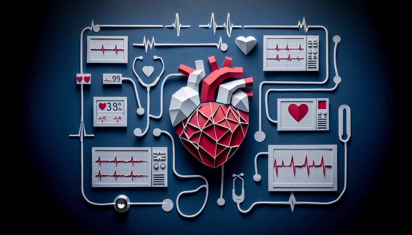 3D voxel art representing Inpatient Cardiology course, showcasing heart health and medical care.