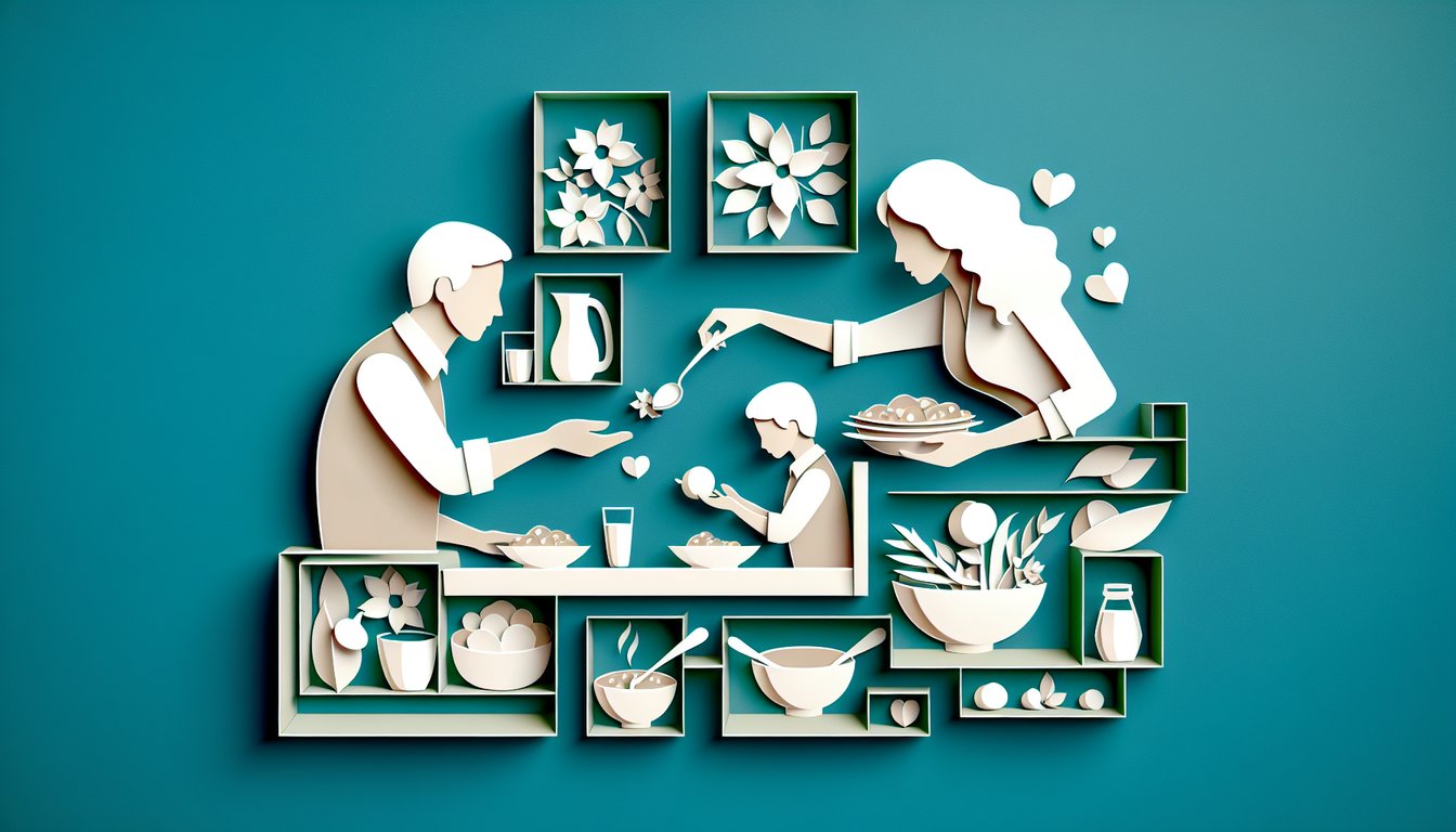 Paper art illustration for quiz on stepmothers love on a teal background