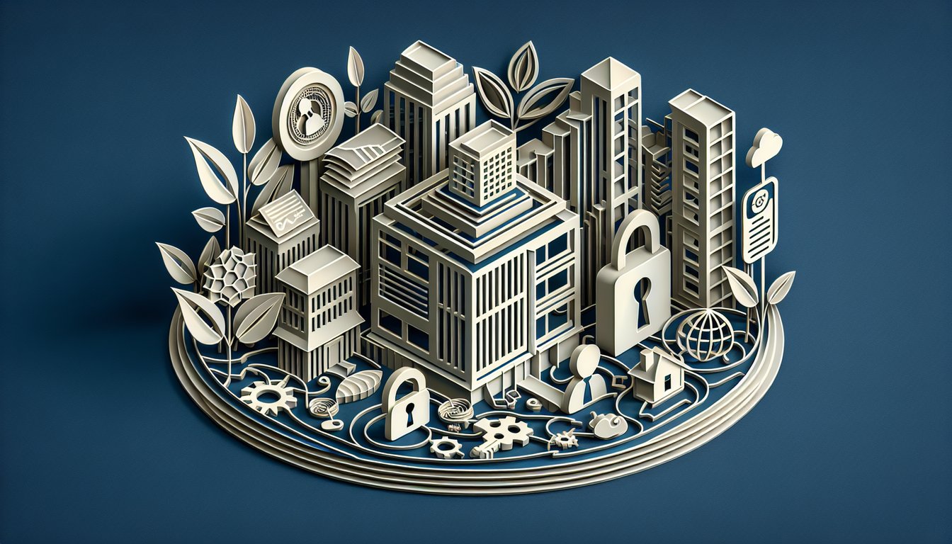 Paper art illustration for quiz on interpreter assessment test in confidentiality, ethics, communication on dark blue background