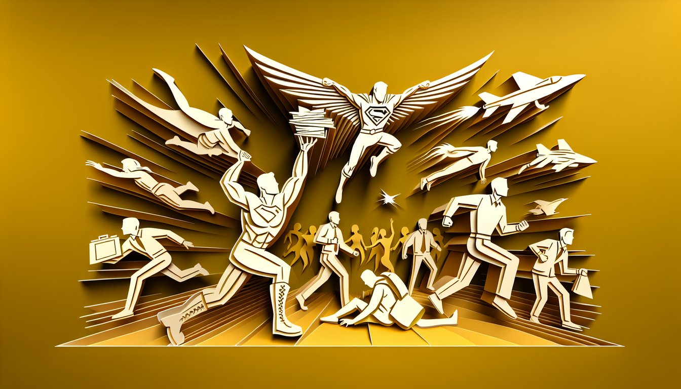 Paper art illustration for Thundermans quiz on a golden yellow background