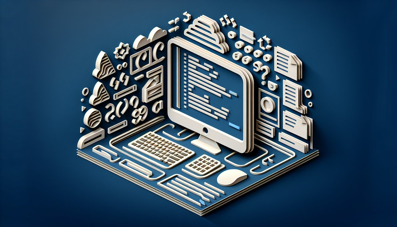 Paper art illustration for C programming quiz testing coding skills on a dark blue background