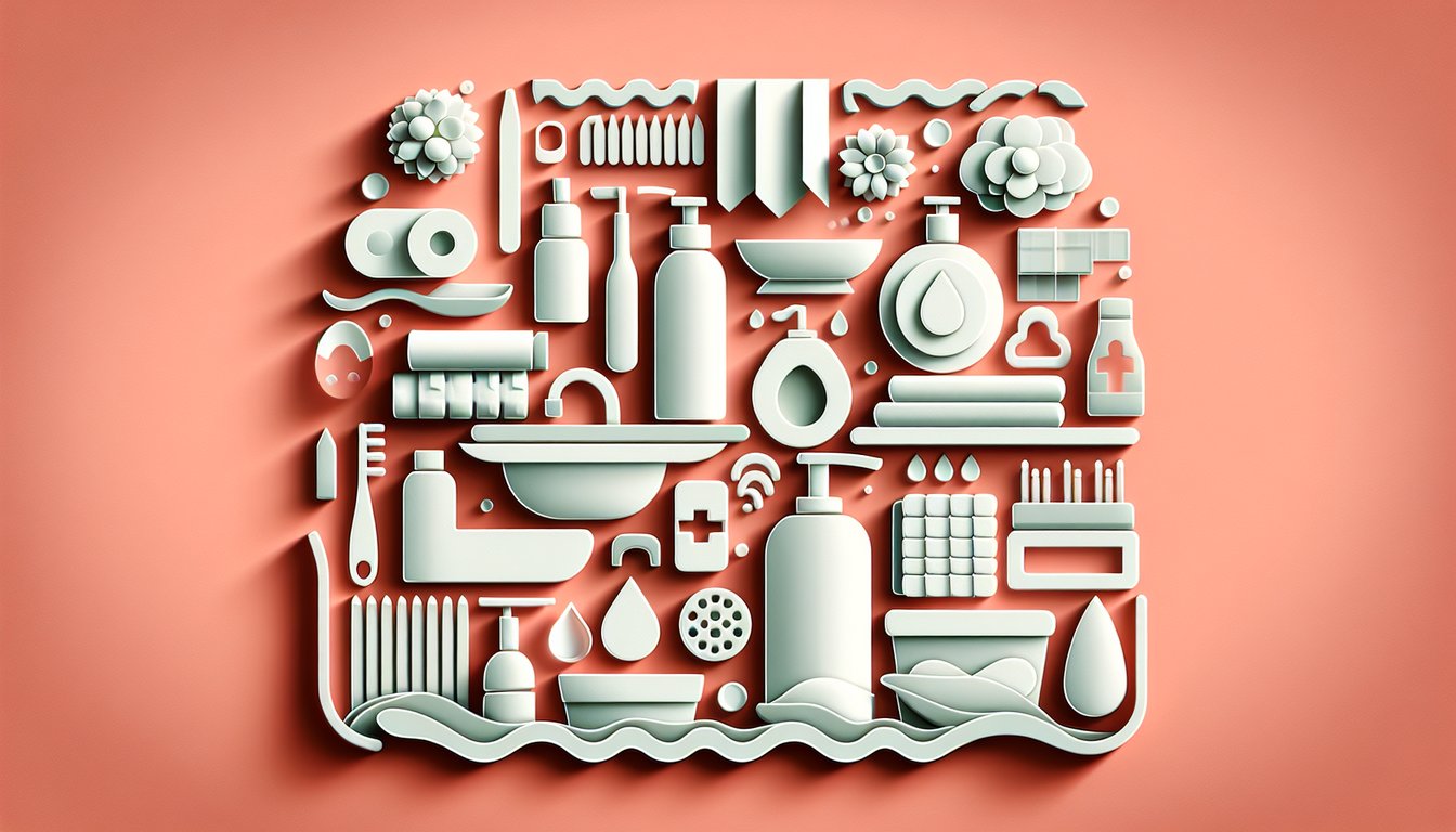 Paper art illustration promoting a free hygiene test on a coral background