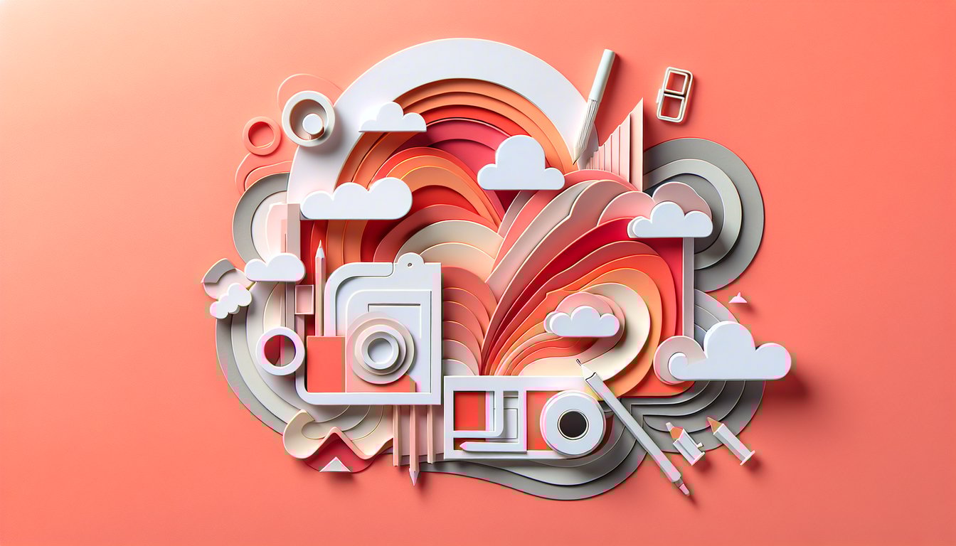paper art illustration pencils brushes and doodles on coral background promoting free how to find your art style quiz