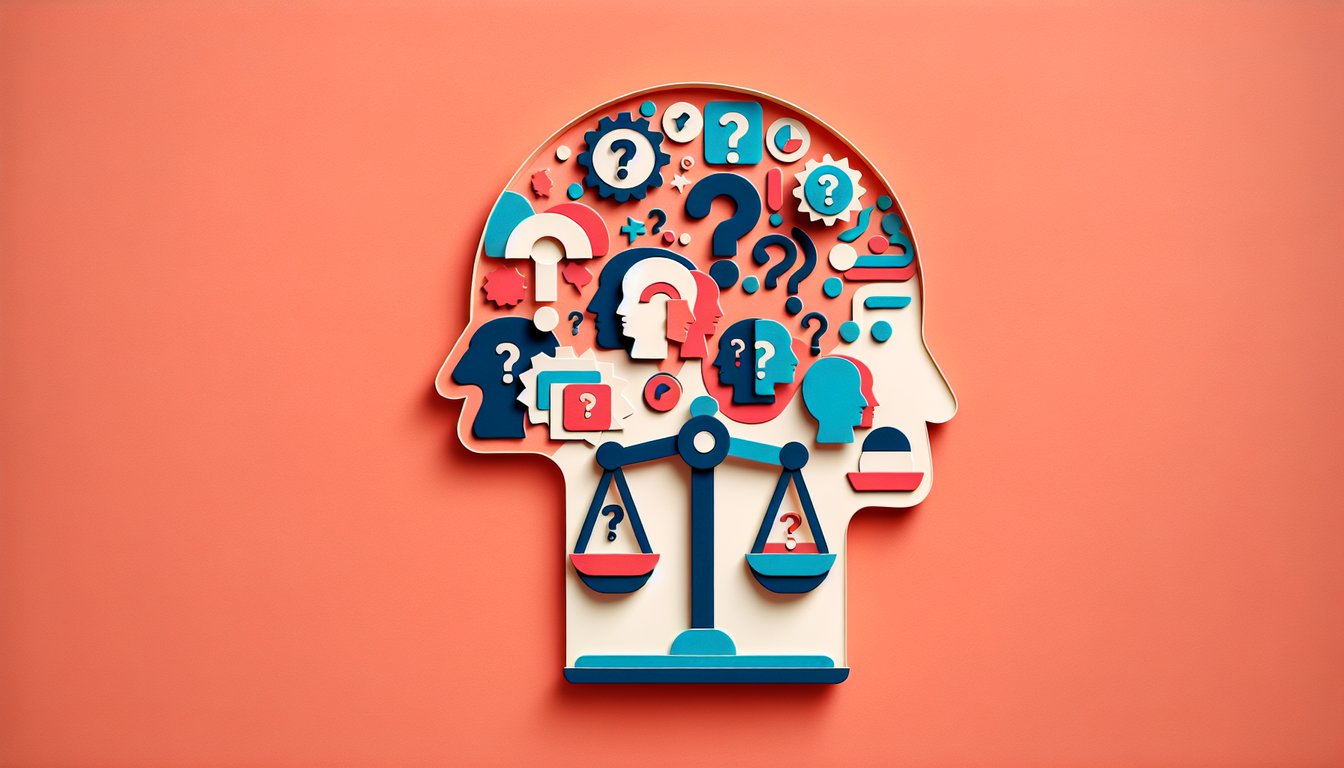 Paper art illustration for gullibility test quiz on coral background