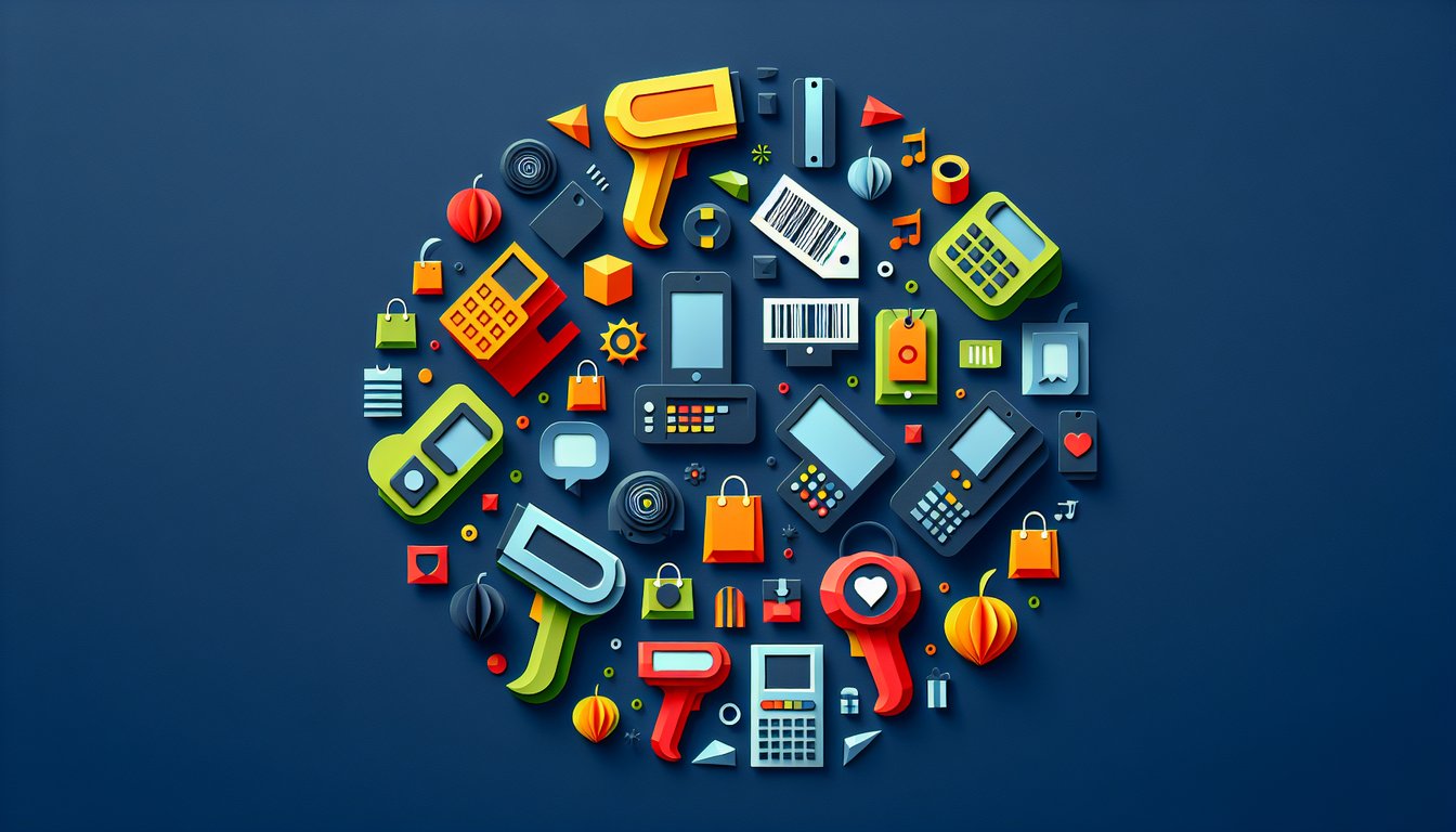 Colorful paper art depicting a trivia quiz on Retail Technology Product Knowledge