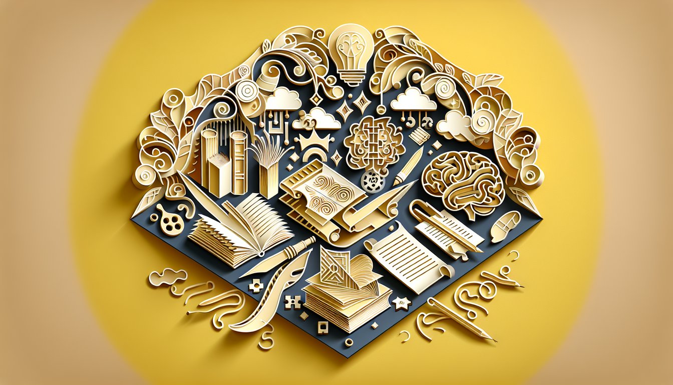 paper art style quiz scene featuring paper cutout letters spelling two word verbs on golden yellow background.
