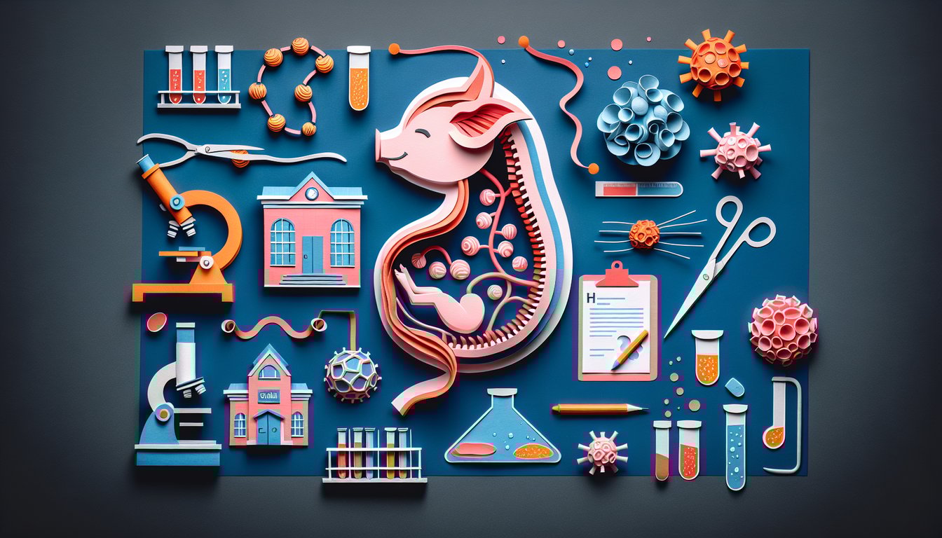 Paper art depicting Fetal Pig Anatomy Challenge quiz for high school biology students.