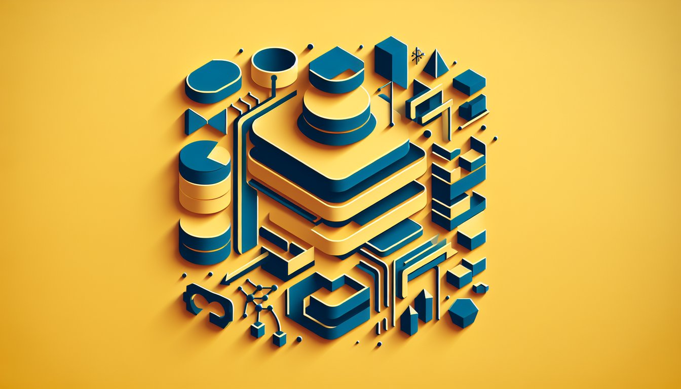 Paper art illustration representing SQL UNION quiz on a golden yellow background