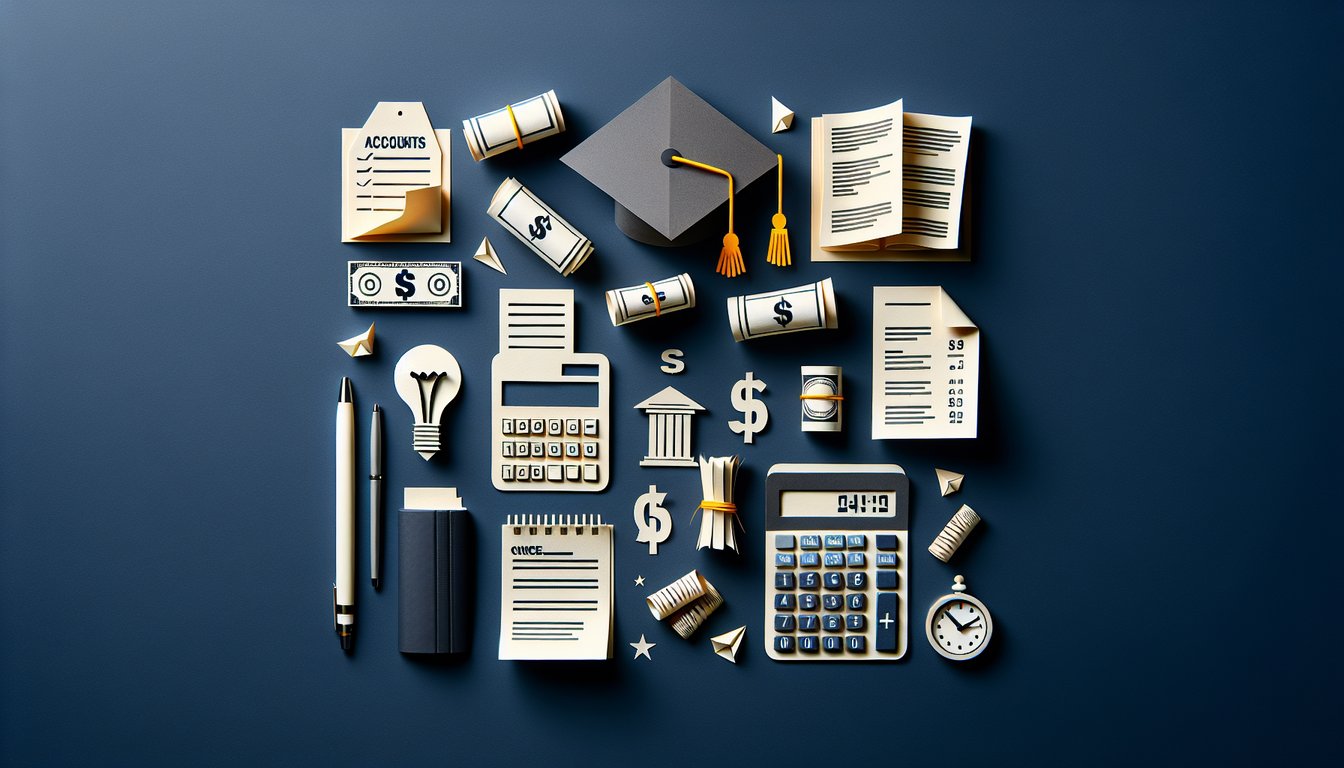 Colorful paper art promoting the Ace Accounts Payable Quiz for accounting students