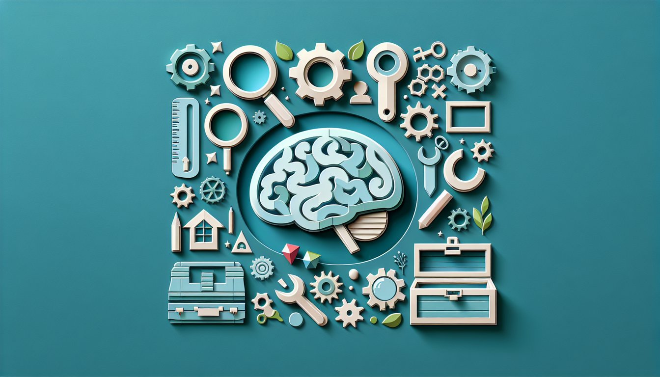 Paper art illustration for What Are My Skills quiz revealing hidden talents and strengths on teal background