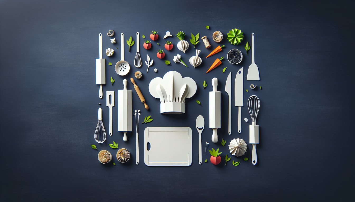 Colorful paper art promoting a culinary techniques knowledge quiz.