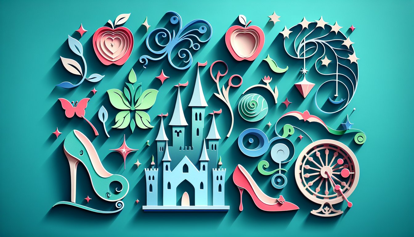Paper art illustration for Disney Descendants trivia quiz on a teal background