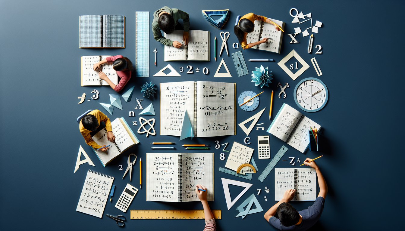 Paper art representing a trivia quiz on transforming data into equations for high school students.