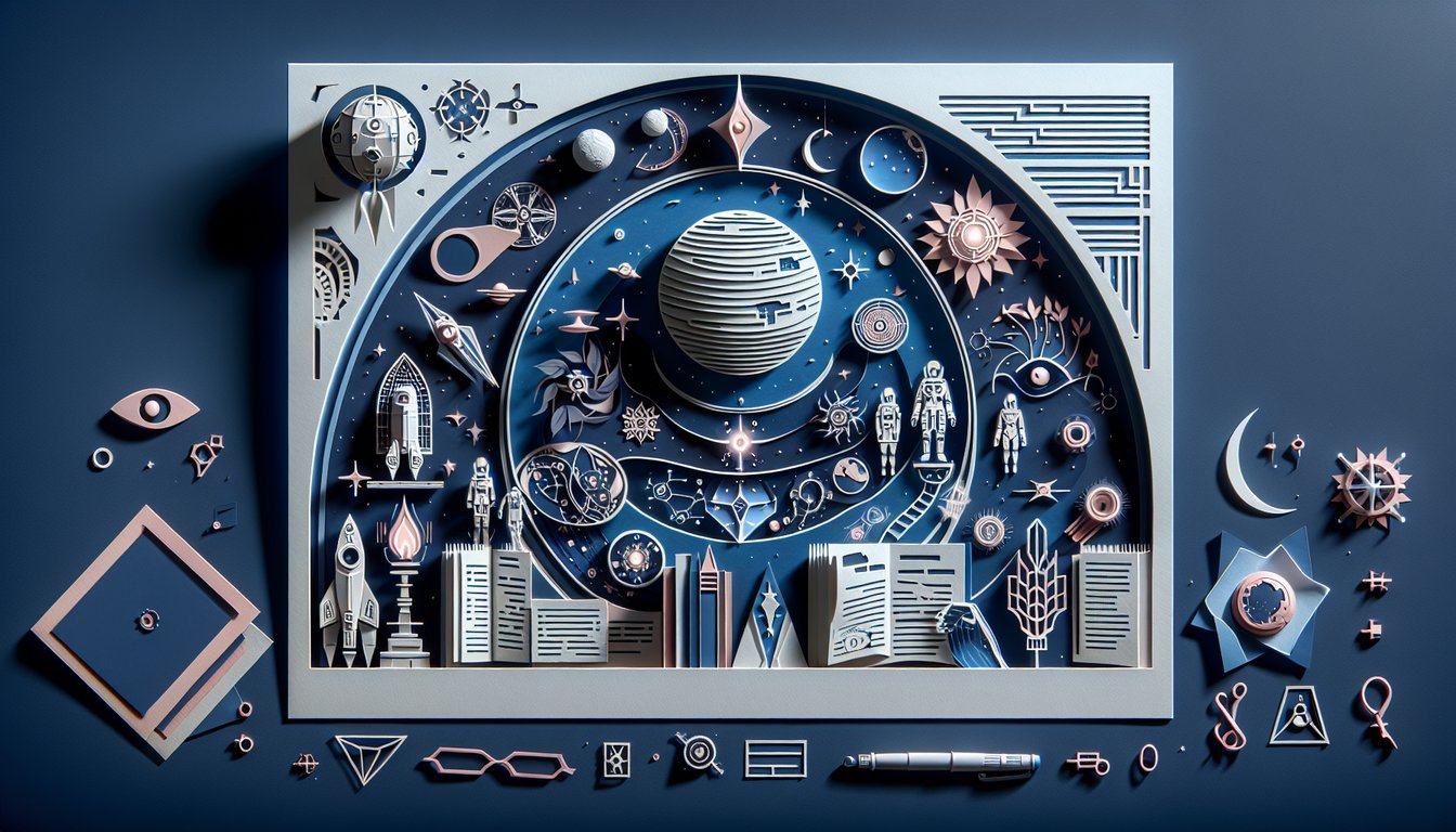 Paper art scene featuring lightsaber clash starfighters and iconic helmets on dark blue background for star wars quiz