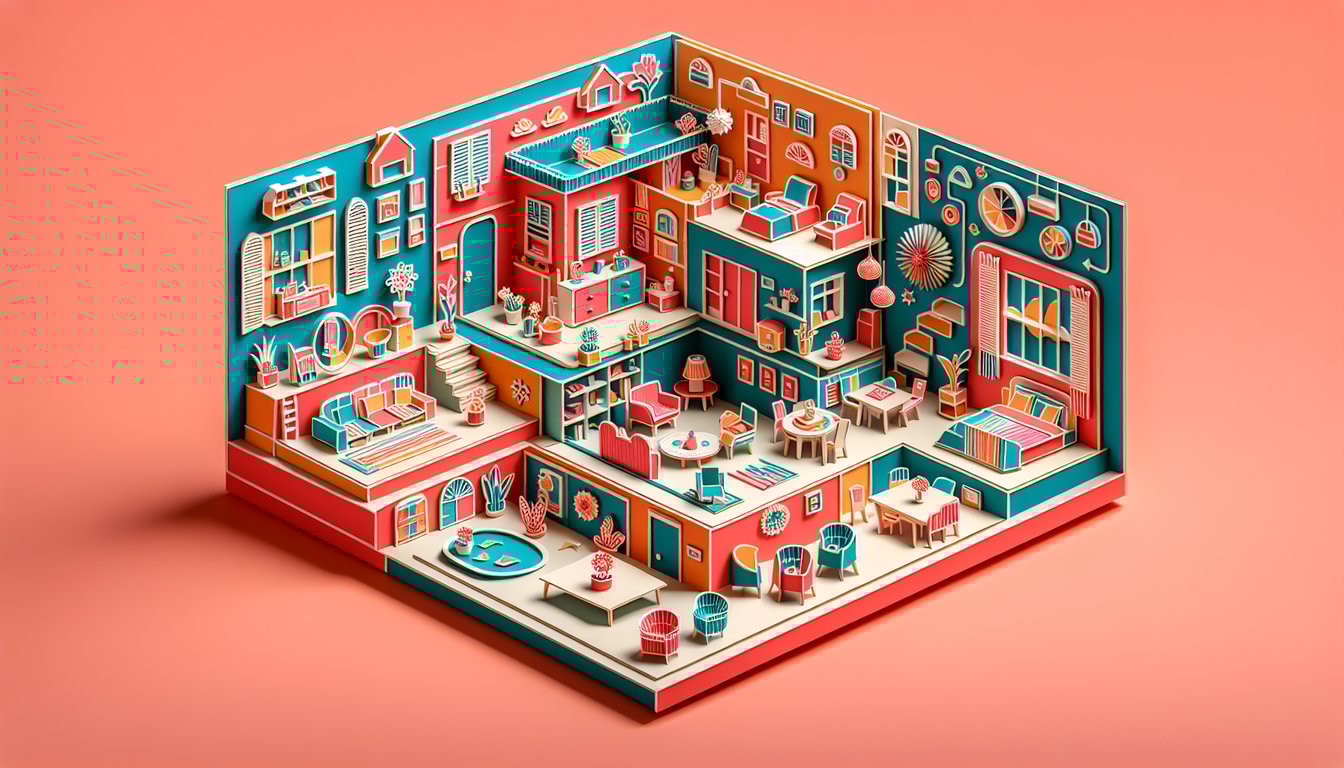 Paper art illustration for Loud House sibling personality quiz on a coral background