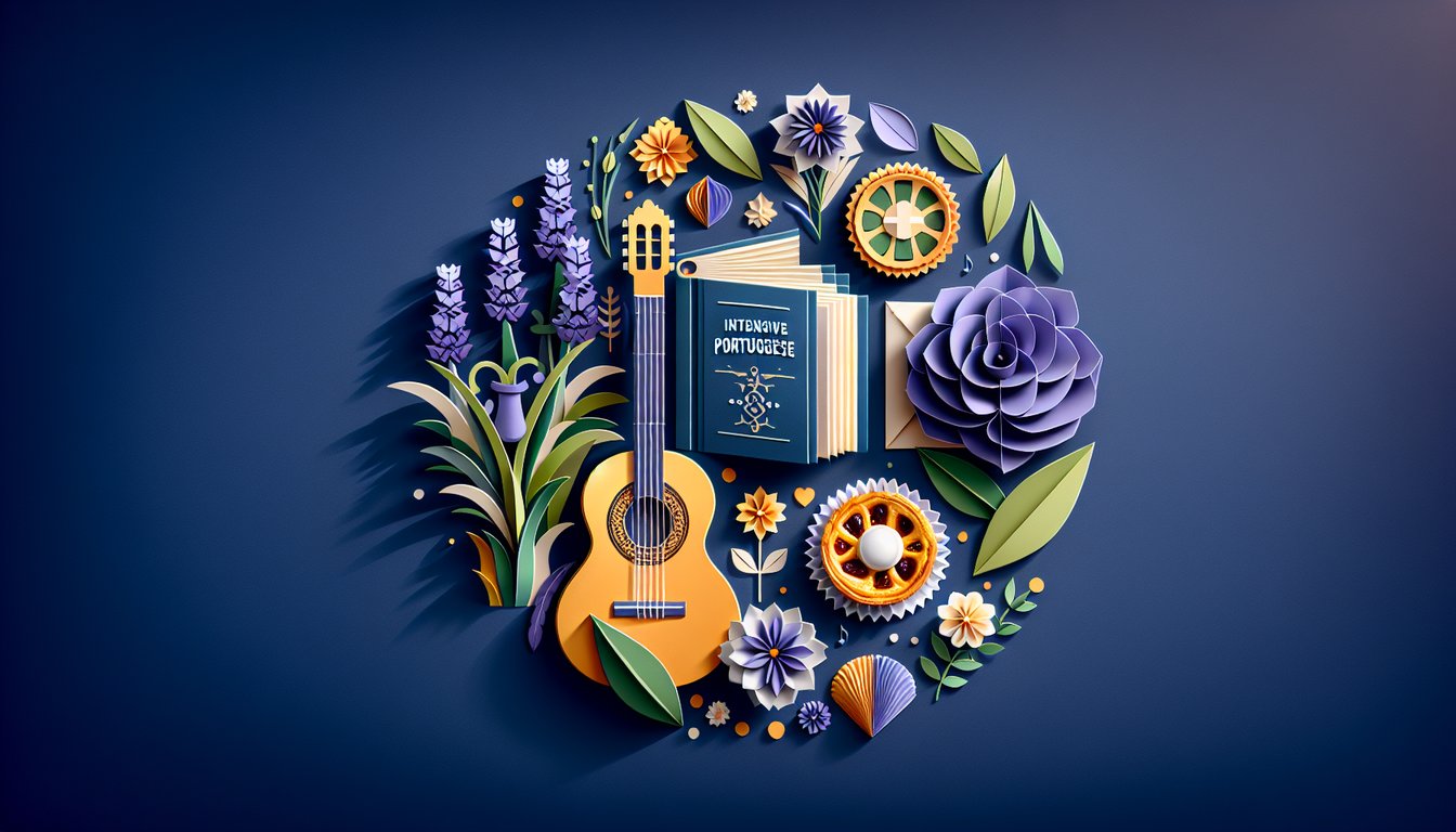 3D voxel art representing Intensive Beginning Portuguese language course material