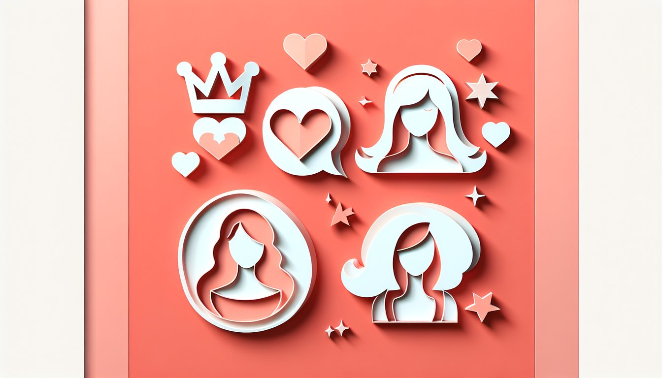 Paper art illustration of four stylish female silhouettes with school elements on coral background for mean girl quiz