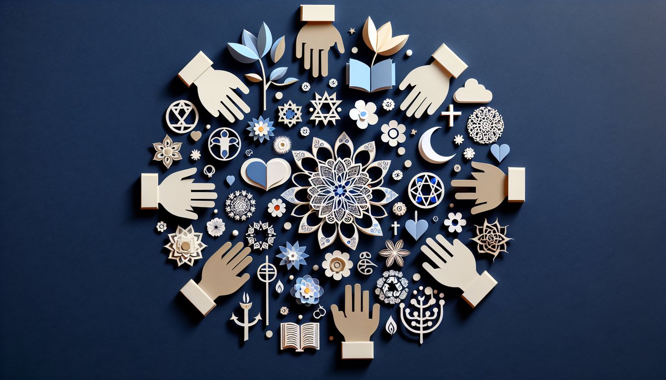 3D voxel art symbolizing Interfaith Service and Theory course