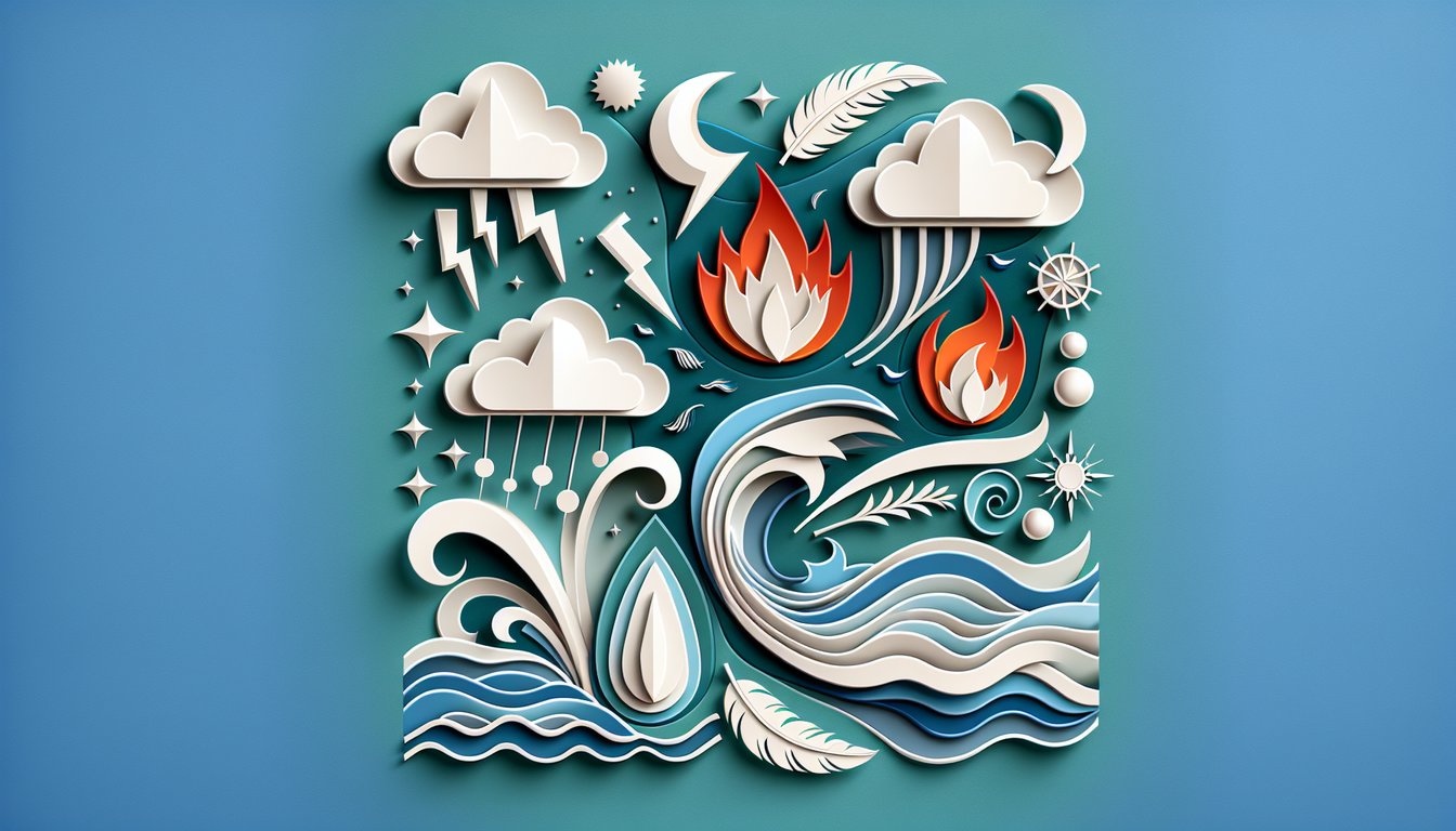 Paper cut art style two faces, one angry one calm, on teal background representing temperament quiz