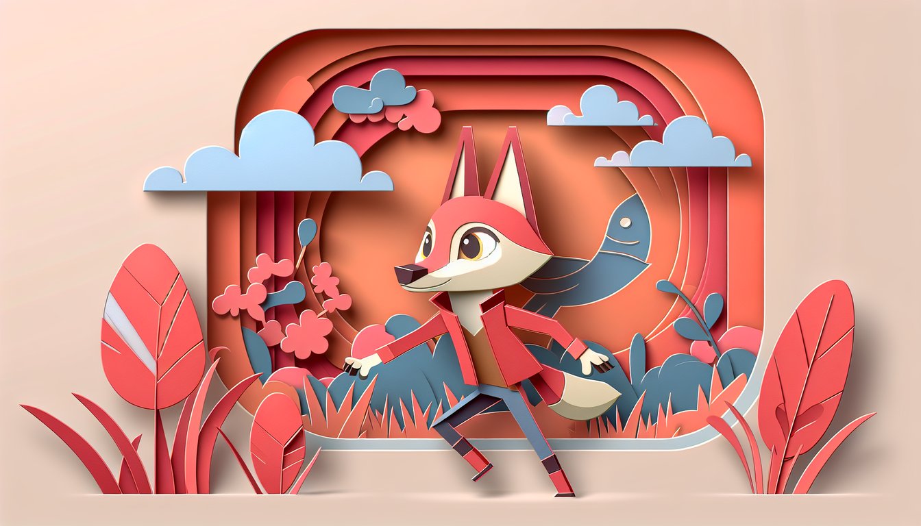 Paper art illustration featuring Courage The Cowardly Dog and Nowhere residents on coral background for personality quiz
