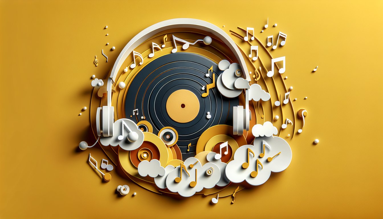 Paper art illustration for a quiz on matching Odd Future lyrics from Orange Juice OFWGKTA, on a golden yellow background.