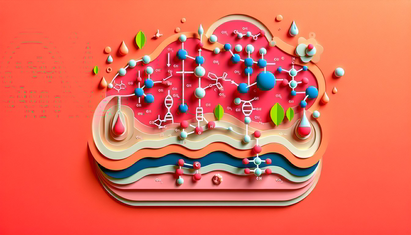 Paper art illustration for glycolysis quiz on a coral background