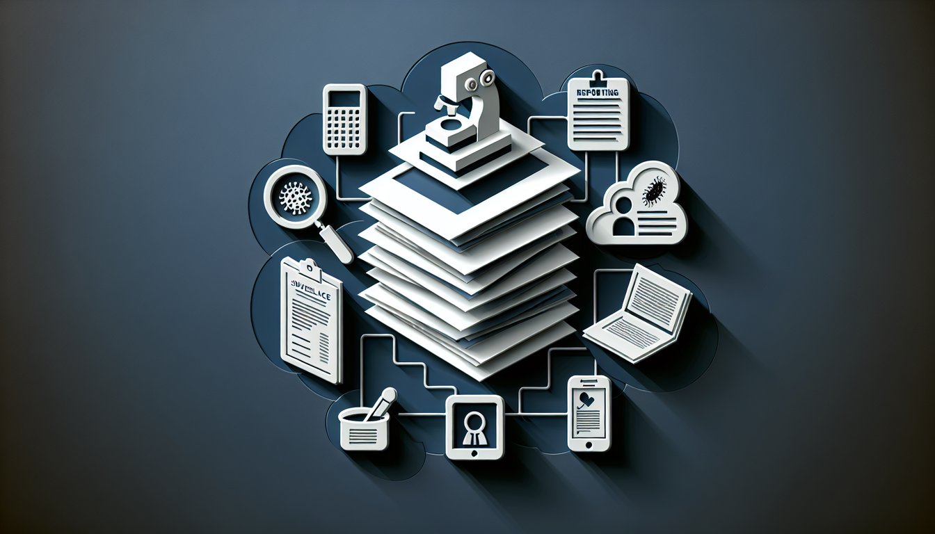 Paper art illustration for NDRSI medical surveillance quiz on dark blue background