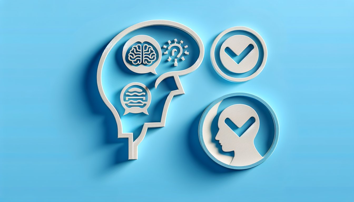 Paper art of two puzzle hearts on sky blue background representing partner Asperger quiz connection