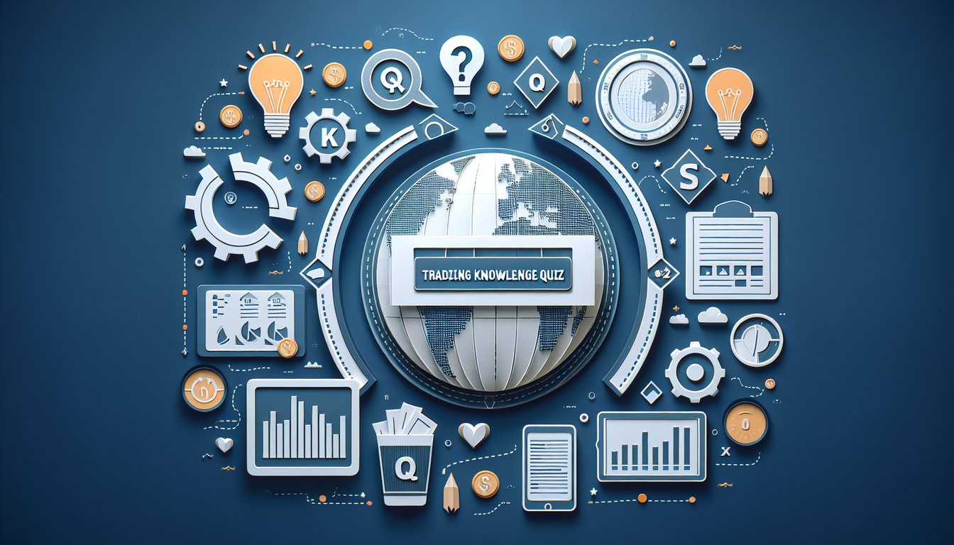 Colorful paper art illustrating a fun and engaging quiz on trading knowledge assessment