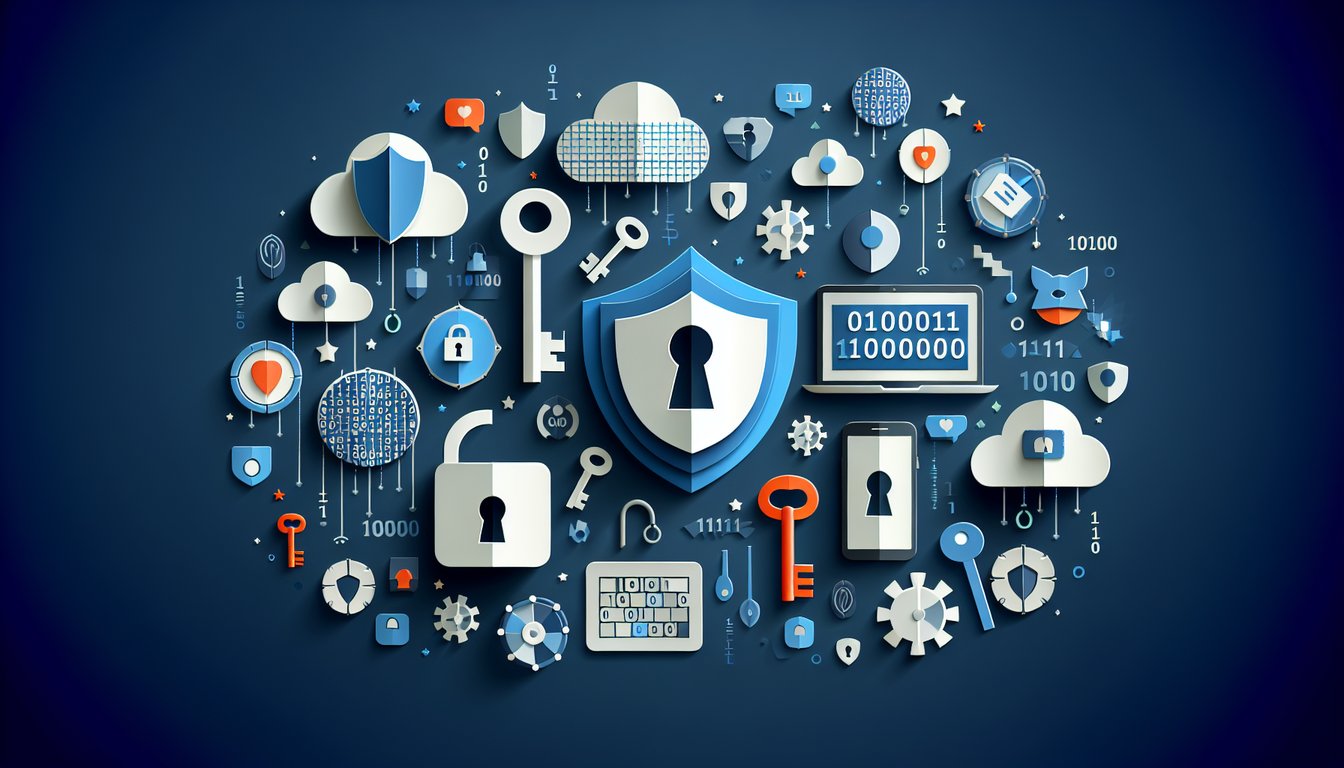 Colorful paper art illustrating a Security Awareness and Data Protection Quiz.