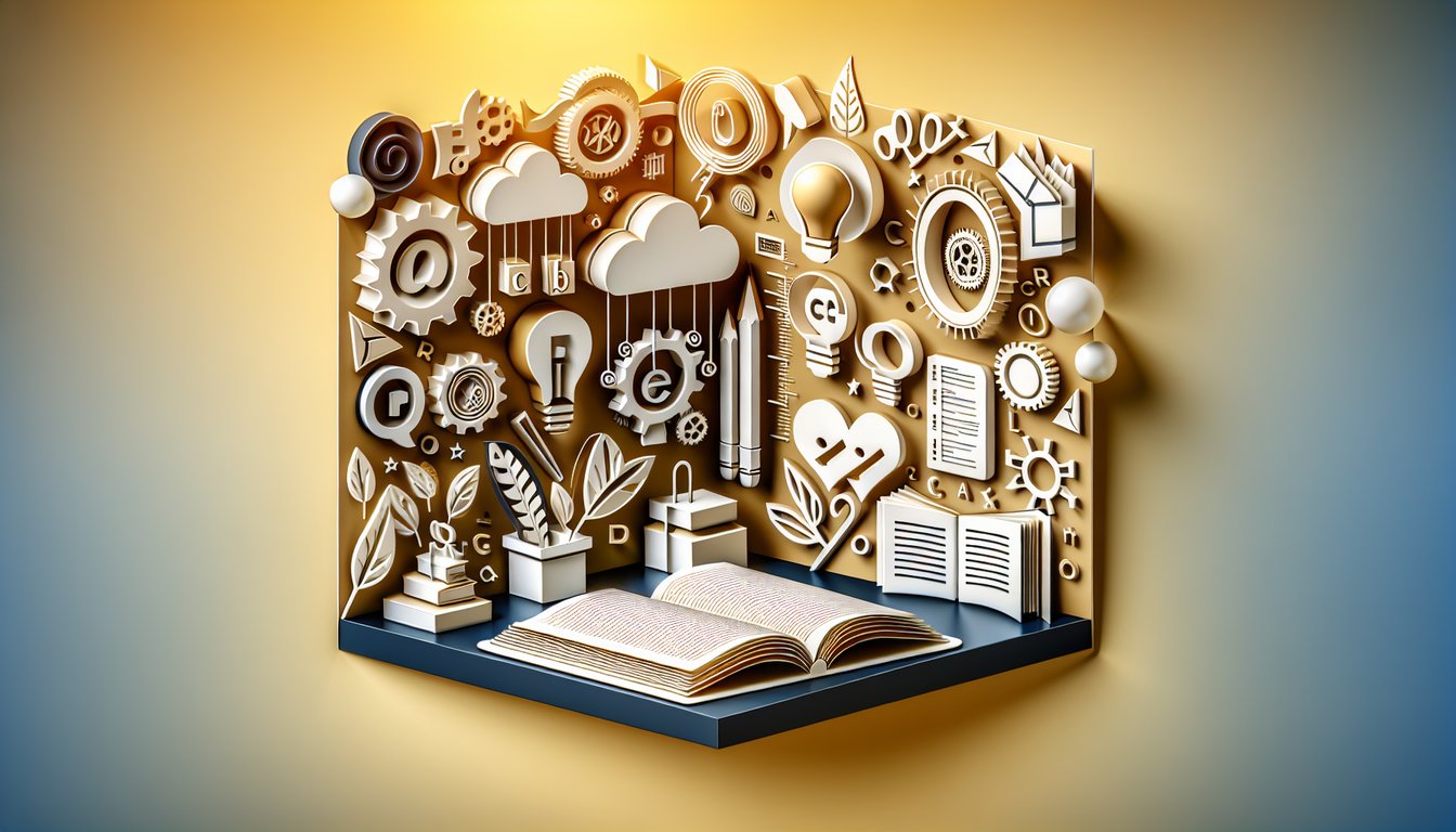 paper art open book pencils notebook on golden yellow background inviting participial phrase quiz challenge