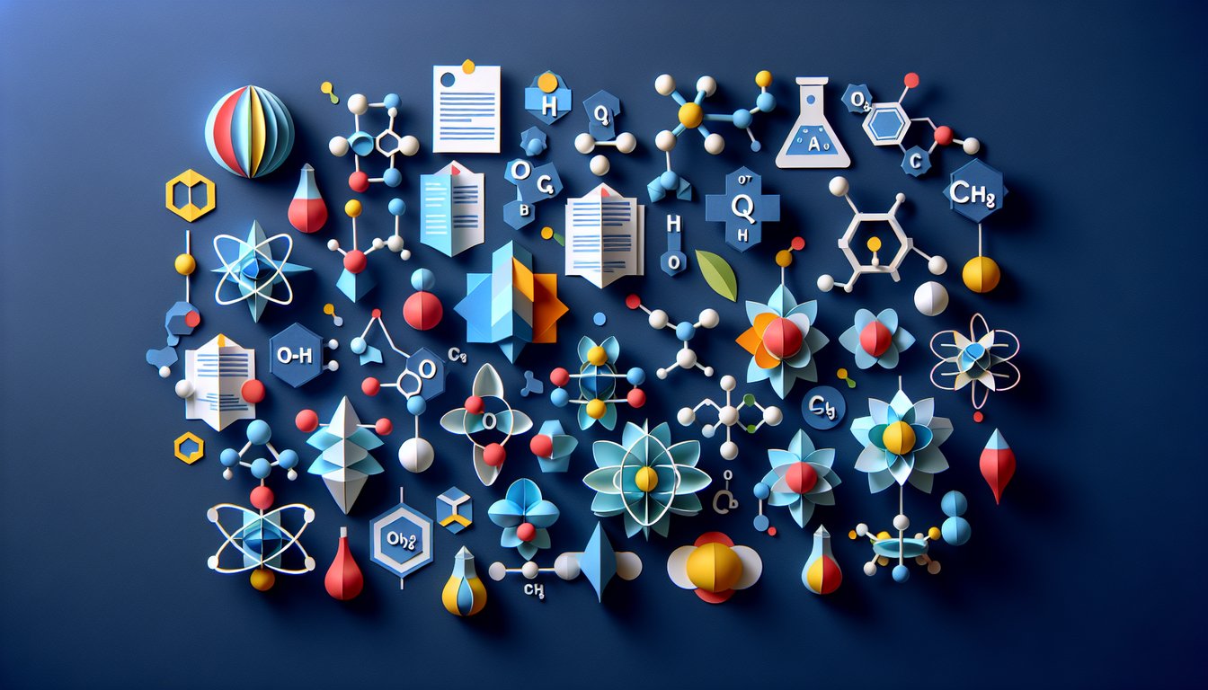 Colorful paper art promoting Stereoisomers Showdown, an organic chemistry trivia quiz.