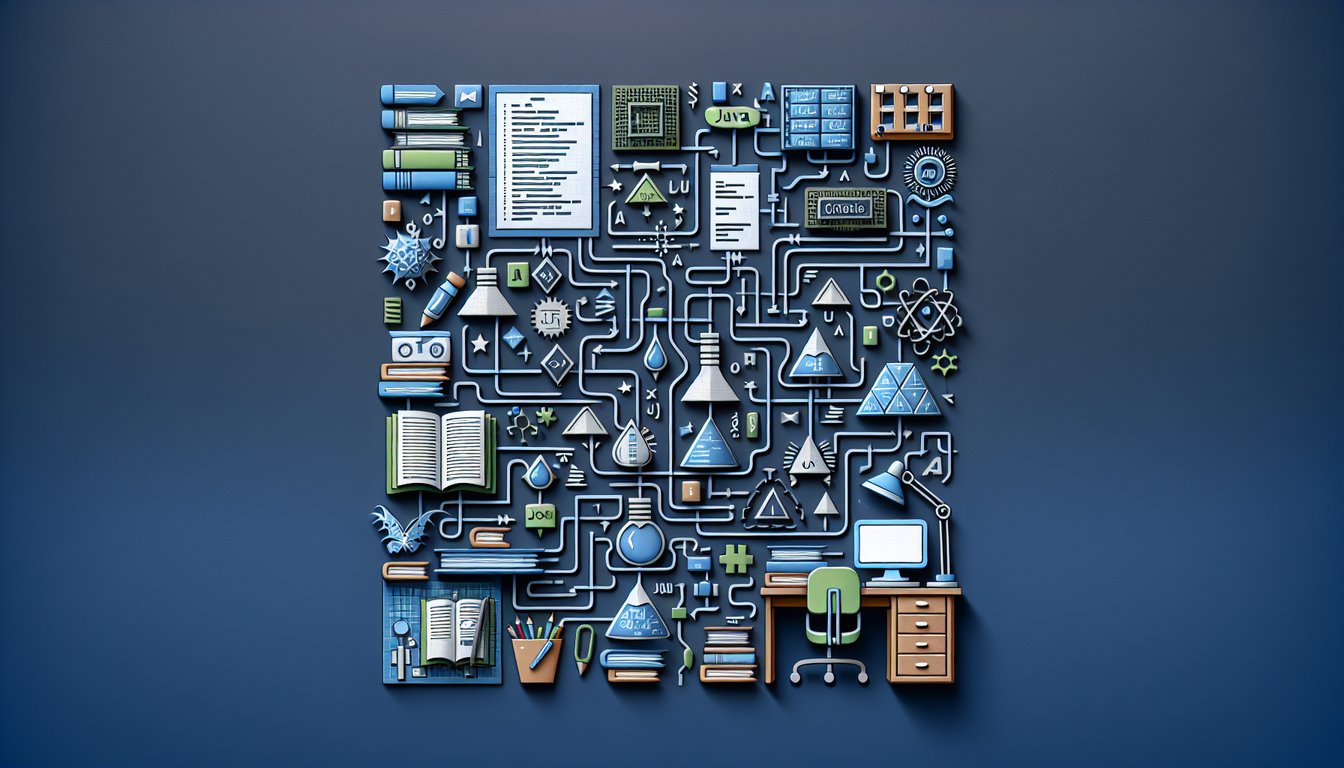 Paper art promoting Java Logic Challenge, a quiz for honing programming and logic skills.