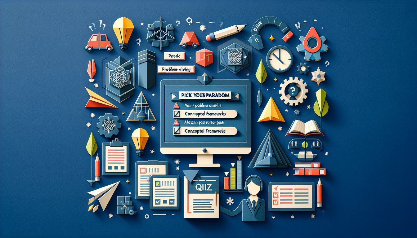 Paper art promoting a trivia quiz to help high school computer science students prepare for exams.